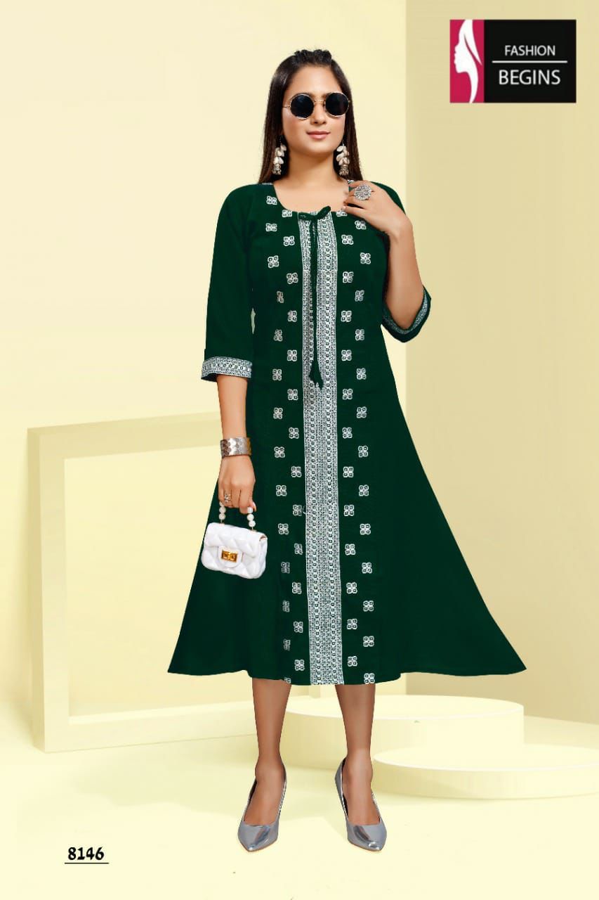 Lata Fashion begins Fancy Ethnic Wear Rayon Designer Kurti Collection